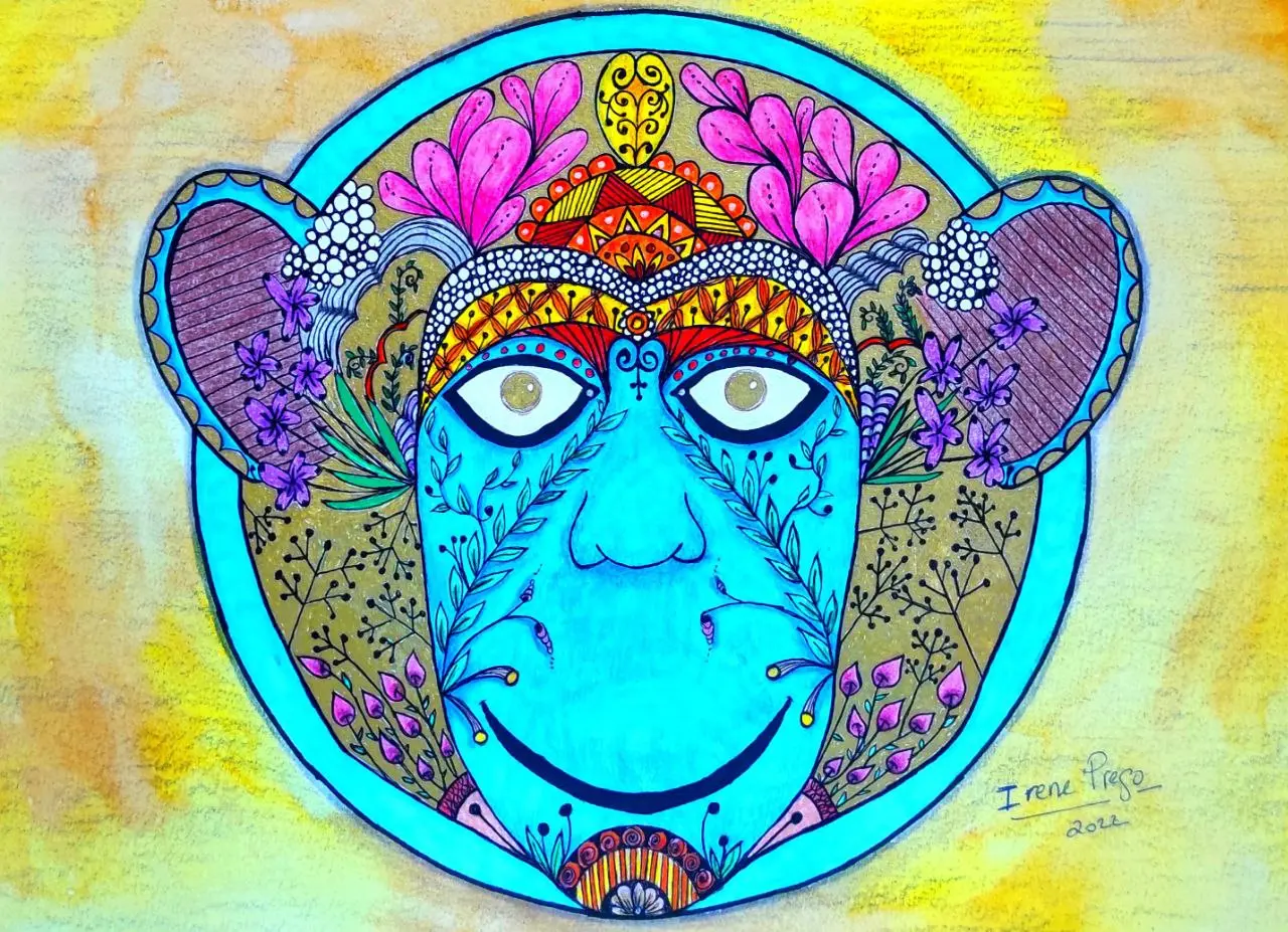 Mandala Tótem Mono - Espíritu animal guía de sabiduría y juego